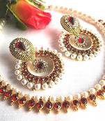 Maroon Polki Pearl Necklace set