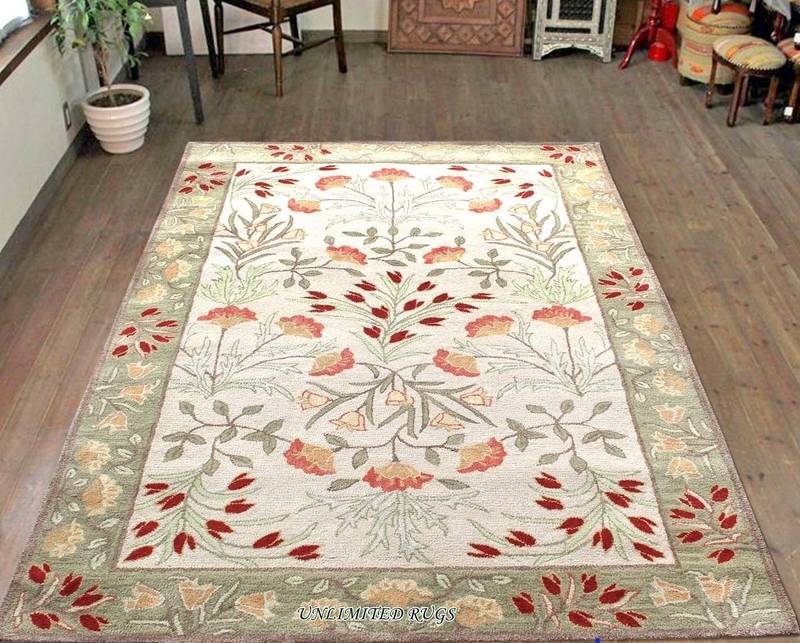Hand Made Wool Pile Traditional Persian Style Design Beige Color Area Rug Carpet
