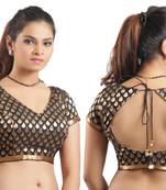 Black Ready Made Stitched Padded Blouse With Attractive Back Design
