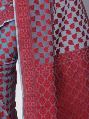 Grey woven banarasi cotton saree with blouse 3