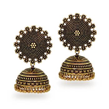 Oxidised Gold Plated Jhumka Jhumki Earrings (Set Of 5 Pairs) 2