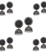 Oxidised Gold Plated Jhumka Jhumki Earrings (Set Of 5 Pairs)