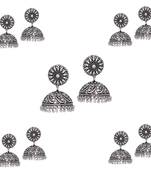 Indian Bollywood Oxidized Gold Plated Jhumka (Set Of 5 Pairs)