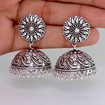 Indian Bollywood Oxidized Gold Plated Jhumka (Set Of 5 Pairs) 4