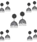 Ethnic Oxidised German Jhumka Jhumki Earrings (Set Of 5 Pairs)