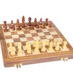 Exclusive Antique Small Girja Style Magnetic Crafted Mohre with Pure kiker or boxwood Wooden Chess Board ( 7x7 Inch )