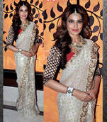 silver full net with zari work bipasha basu bollywood with blouse saree