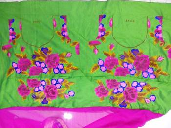 Pink color zari & tread work full net fabric of bollywood style madhuri saree with blouse 3