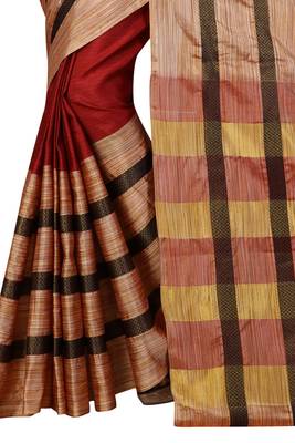 Red plain cotton saree with blouse 2