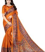 Mustard printed bhagalpuri silk saree with blouse