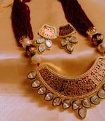 Kundan Thewa Mahroon Necklace