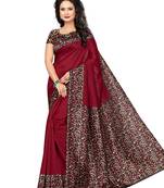 Maroon Printed Art Silk Saree With Blouse