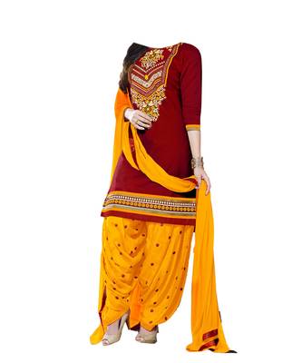 Red embroidered cotton salwar 1
