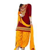 Red embroidered cotton salwar