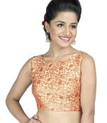 Gold Dupion Silk Embroidered Stitched Blouse