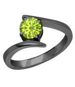Beautiful 14K Black Gold Plated Round Created Peridot Solitaire Wedding Engagement Ring