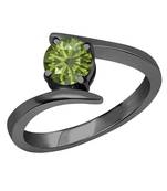Beautiful 14K Black Gold Plated Round Created Tourmaline Solitaire Wedding Engagement Ring