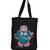 Igypsy ecofriendly digital print black cotton canvas casual tote bags