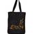 Igypsy ecofriendly digital print black cotton canvas casual tote bags