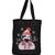 Igypsy ecofriendly digital print black cotton canvas casual tote bags