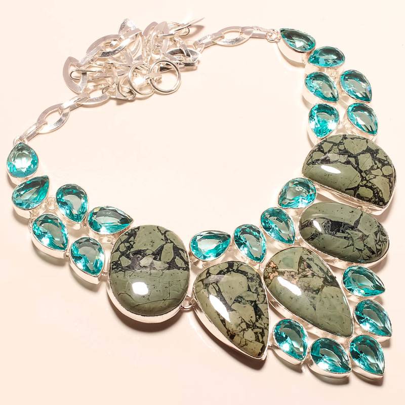 gemstone 925 silver necklace 16-18"