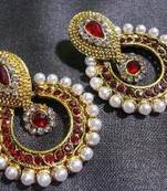 Maroon Pearl Polki Earrings