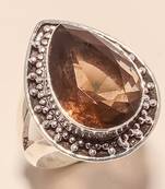 Smokey topaz gemstone 925 silver jewelry ring 8.25