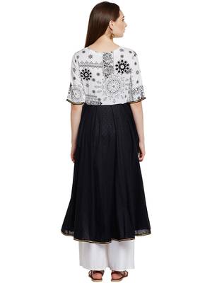 White printed cotton long-kurtis 3