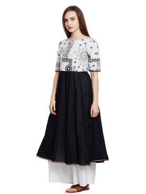 White printed cotton long-kurtis 4