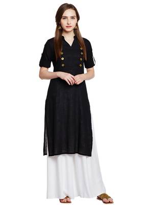 Black plain cotton cotton-kurtis 1