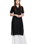 Black plain cotton cotton-kurtis
