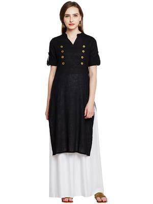 Black plain cotton cotton-kurtis 2