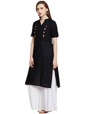 Black plain cotton cotton-kurtis 4