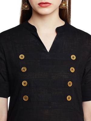 Black plain cotton cotton-kurtis 5
