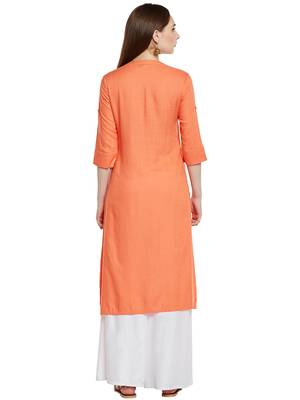 Orange plain cotton cotton-kurtis 3