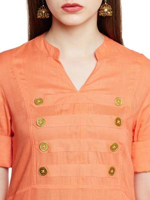 Orange plain cotton cotton-kurtis 5