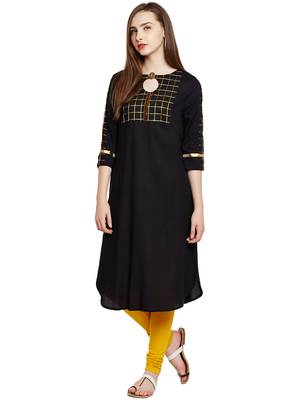 Black printed viscose long-kurtis 1