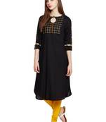 Black printed viscose long-kurtis