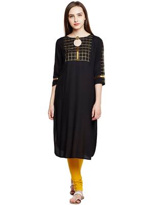 Black printed viscose long-kurtis 2