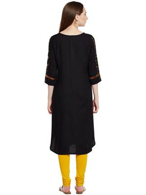 Black printed viscose long-kurtis 3