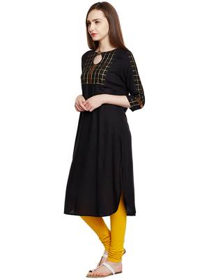 Black printed viscose long-kurtis 4