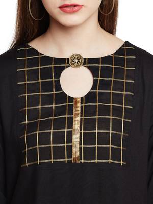 Black printed viscose long-kurtis 5