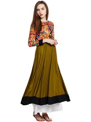 Multicolor printed viscose long-kurtis 1