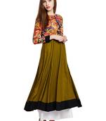Multicolor printed viscose long-kurtis