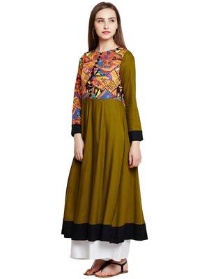 Multicolor printed viscose long-kurtis 4