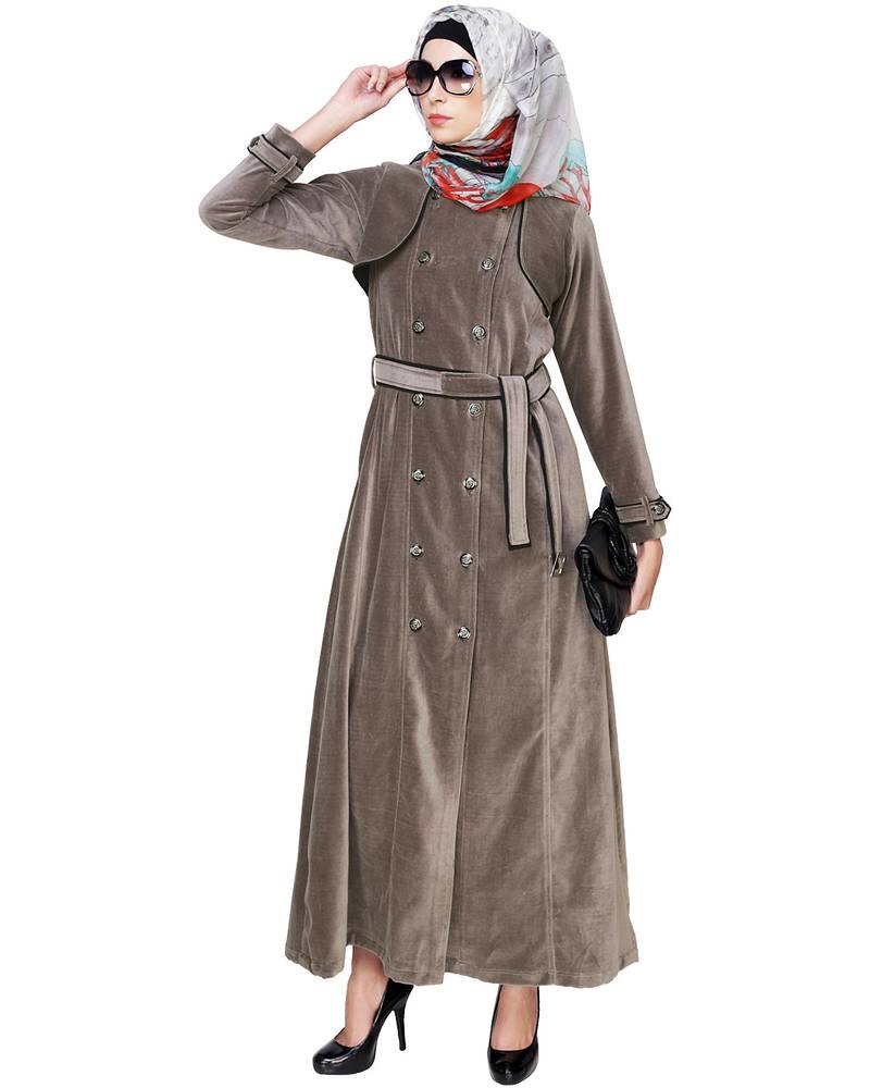 Modest Forever Grey Botton Down Coat Abaya