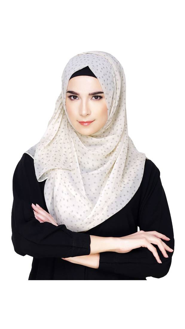 Cream Small Polka Dots Hijab