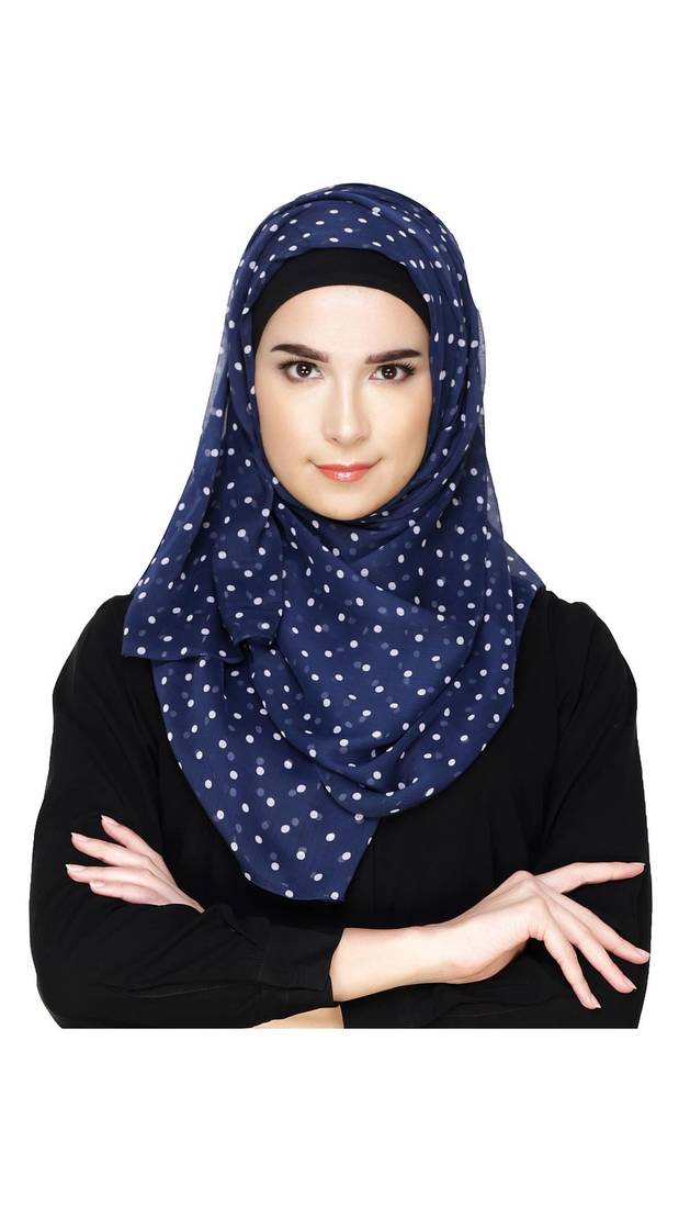 Blue Small Polka Dots Hijab
