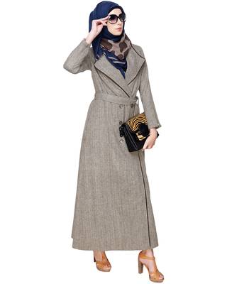 Modest Forever Cream & Brown Jacket Abaya 1