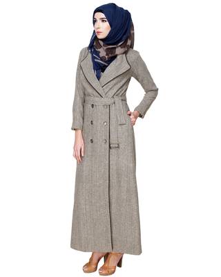 Modest Forever Cream & Brown Jacket Abaya 2